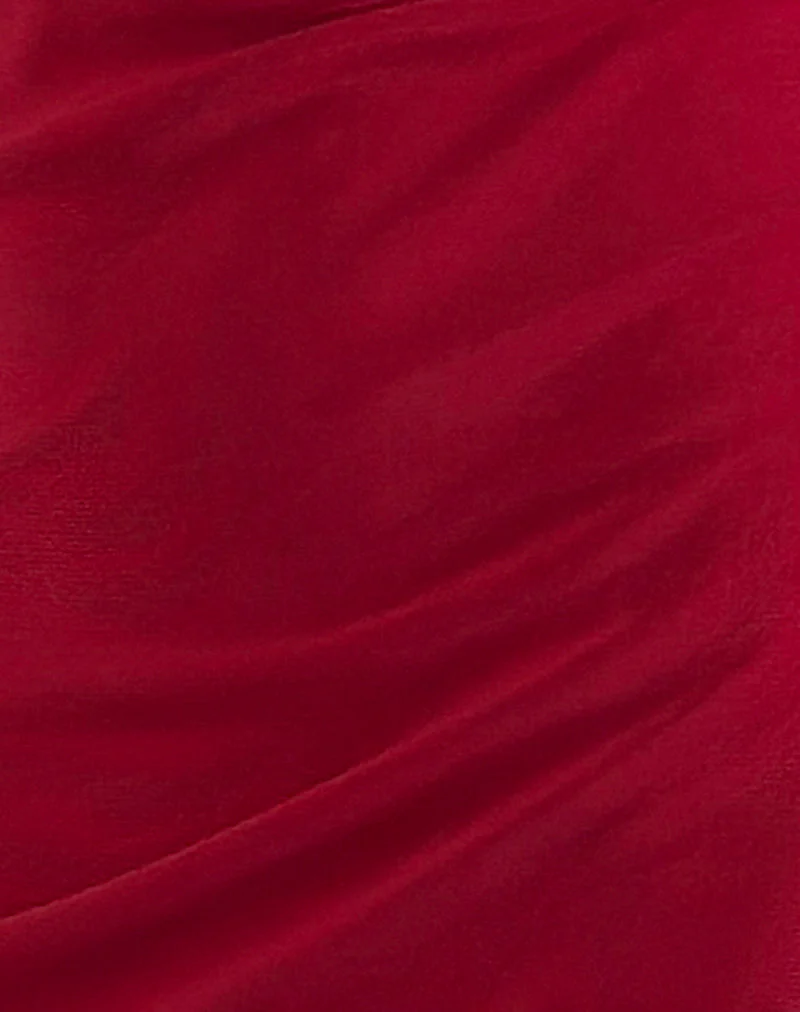 Ribka Halterneck Midi Dress in Mesh Cherry - Image 5
