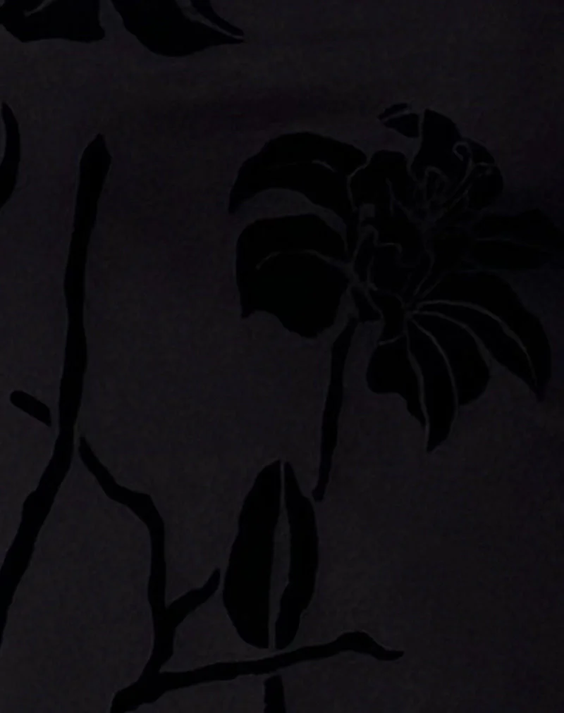 Ribka Halterneck Midi Dress in Orchids Flock Black - Image 6