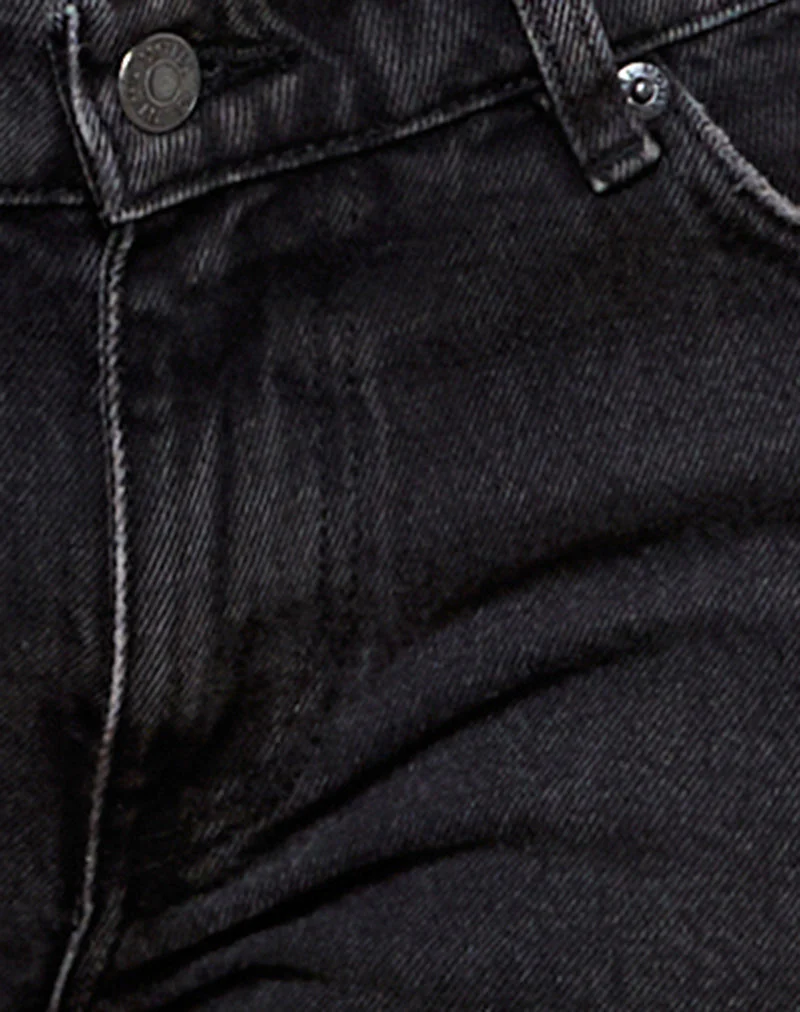 Rigid Low Rise Flare Jeans in Washed Black Grey - Image 7