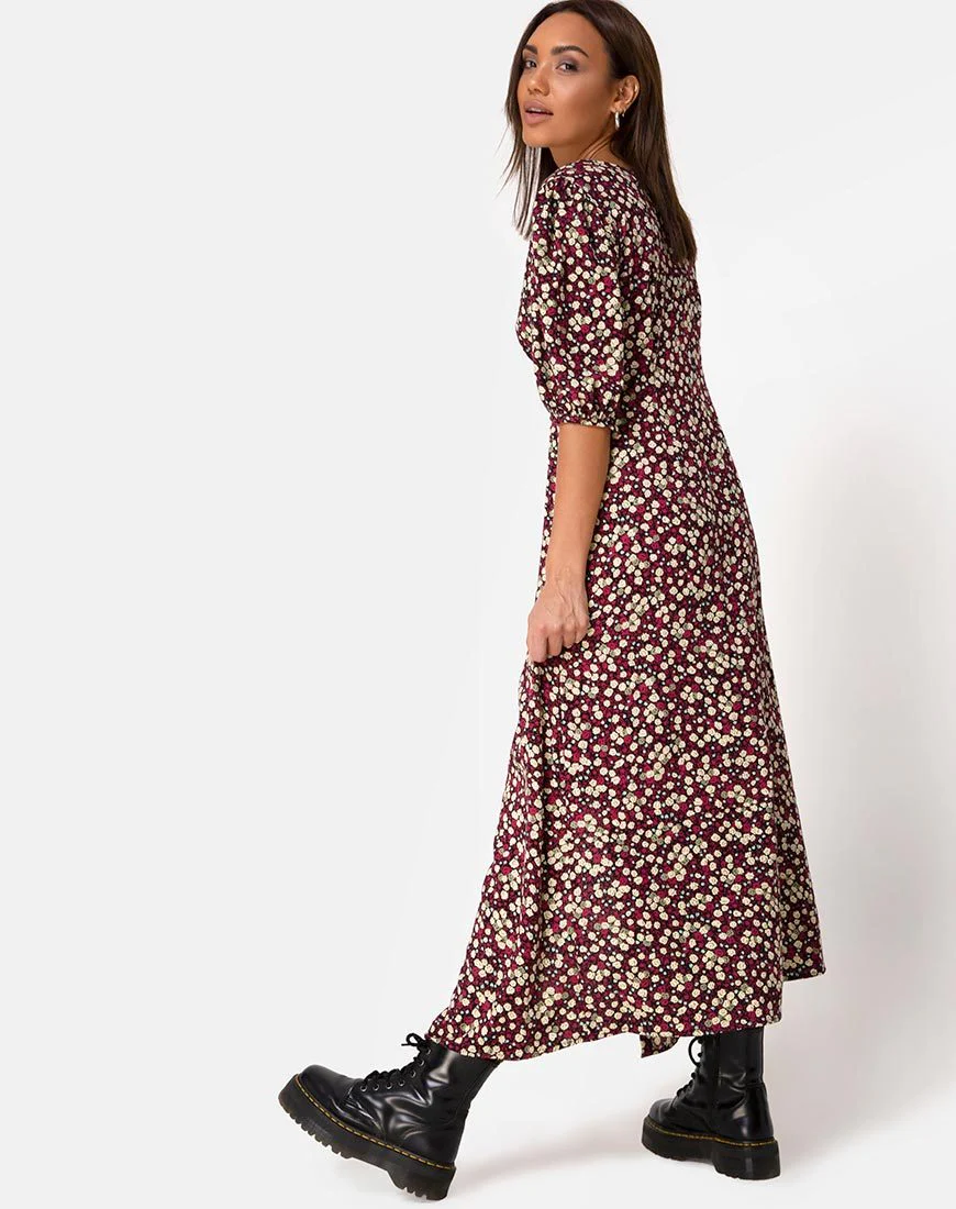 Rigita Dress in Floral Field Plum - Image 2