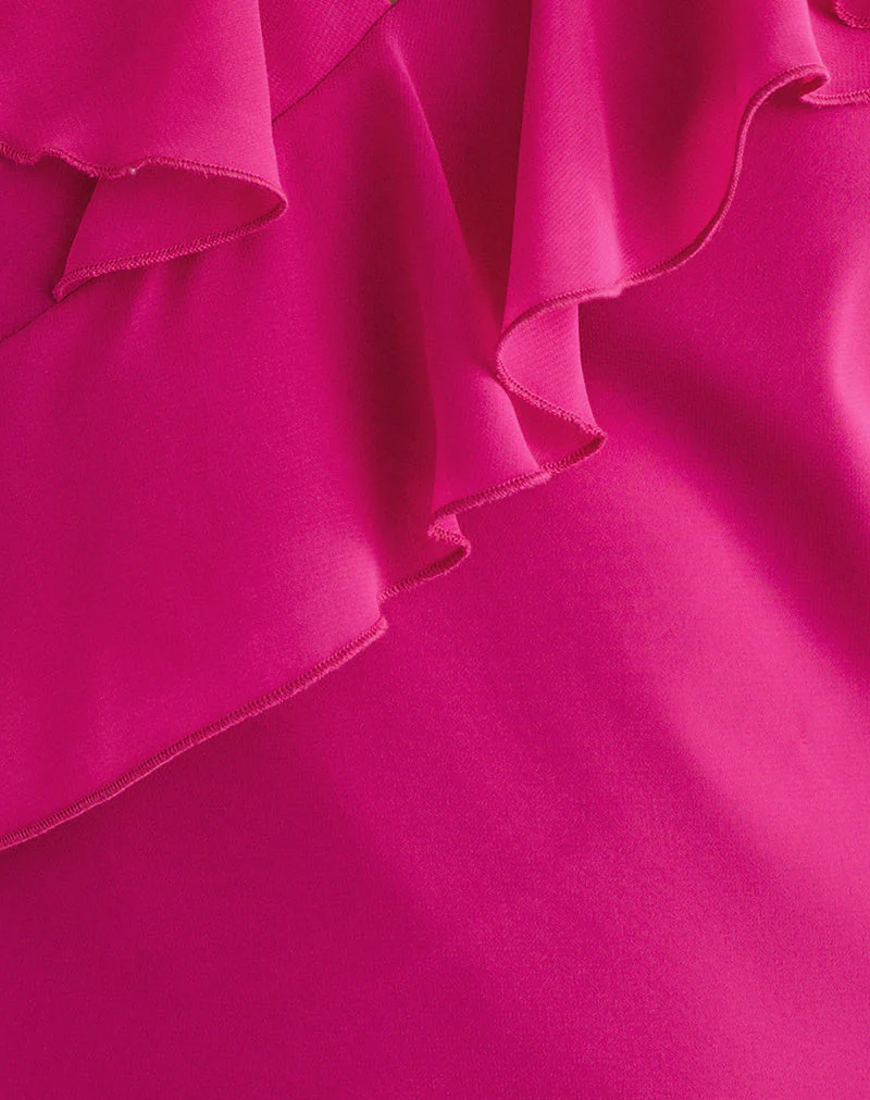 Riksa Top in Chiffon Hot Pink with Drape - Image 7