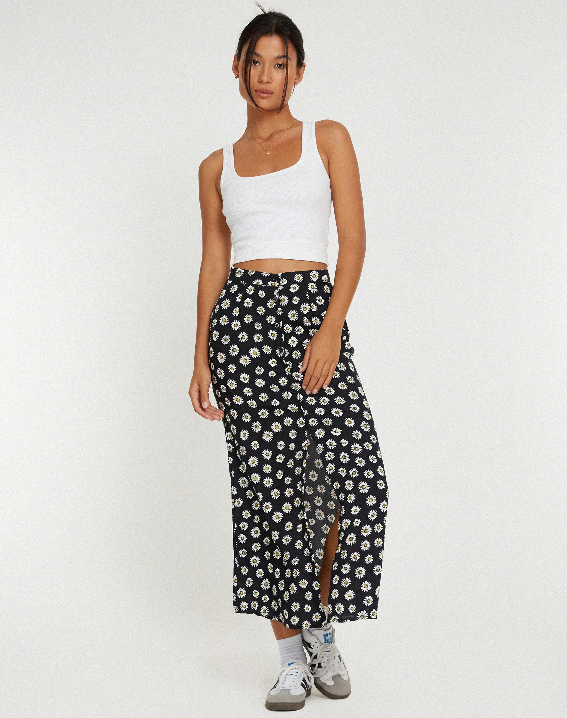 Rima Midi Skirt in Grunge Daisy Black - Image 3
