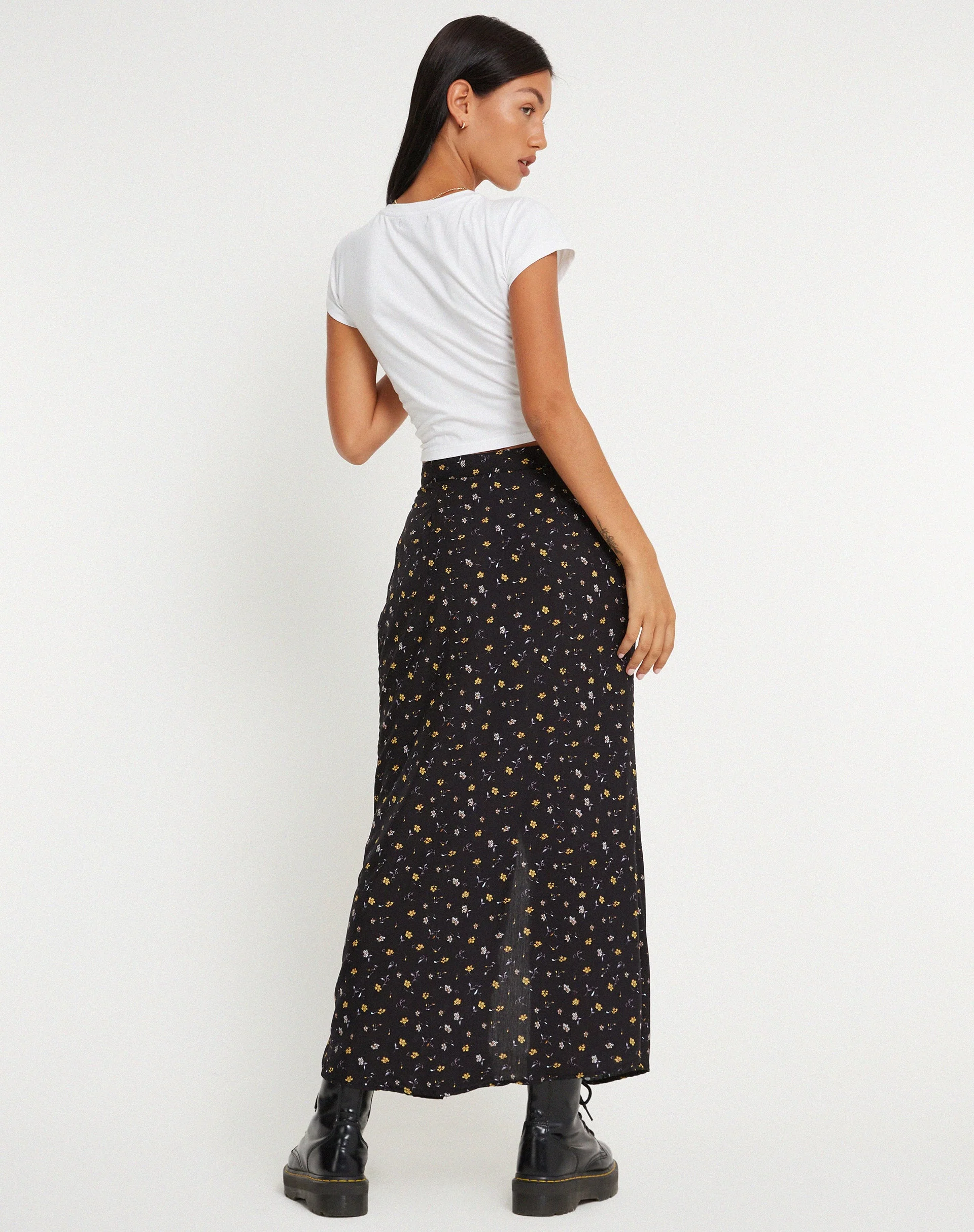 Rima Maxi Skirt in Pretty Petal Black - Image 2