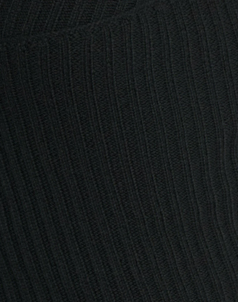 Rinca Bardot Jumper in Rib Knit Black - Image 6