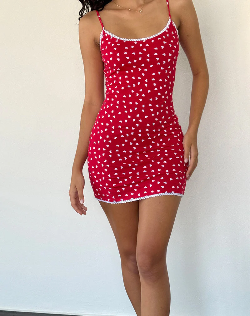 Riniki Bodycon Mini Dress in Heart Red - Image 2