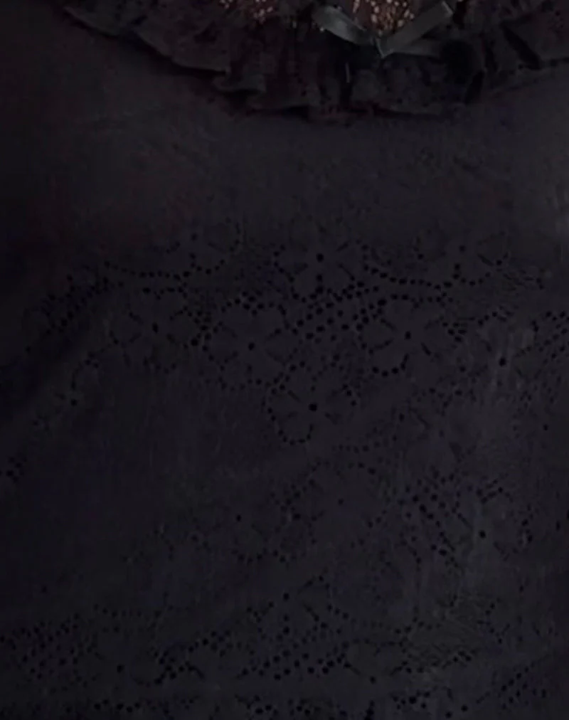 Roberta Frill Edge Top in Lace Black - Image 7
