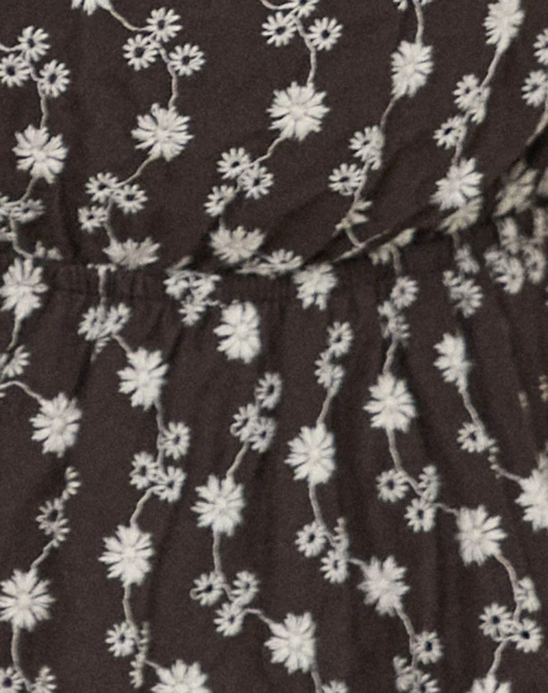 Rolia Tie Front Top in Floral Broderie Brown - Image 5