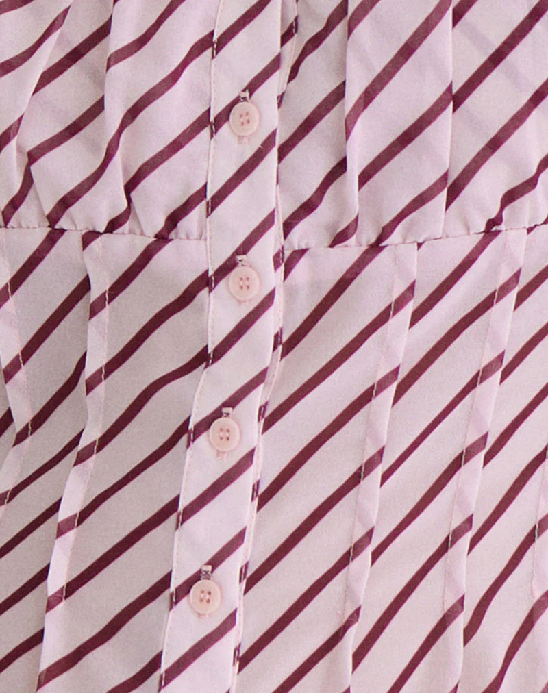 Rolina Blouse in Chiffon Stripe Pink and Burgundy - Image 6