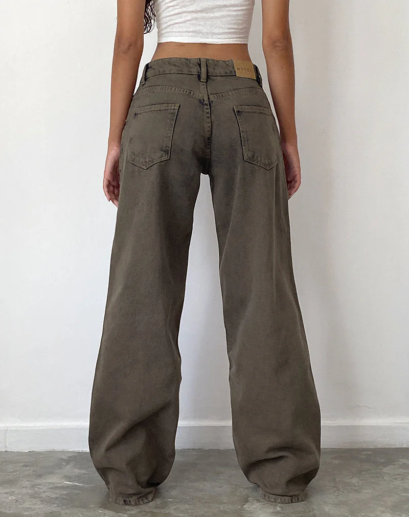 Roomy Extra Wide Low Rise Jeans in Dark Black Sand - Image 5