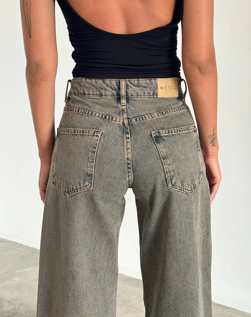 Roomy Extra Wide Low Rise Jeans in Earthy Blue - Image 5
