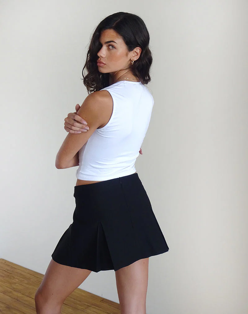 Ropita Mini Skirt in Black with Ivory Bows - Image 3