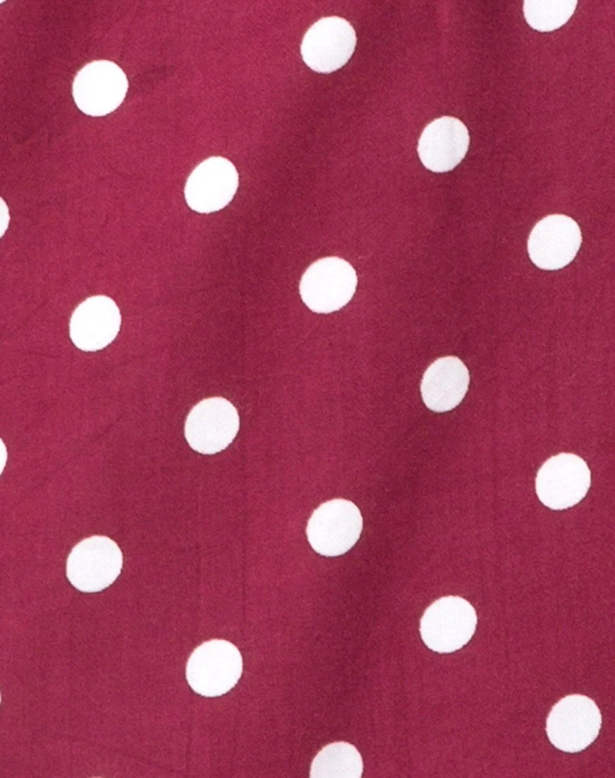Roppan Slip Dress in Medium Polka Wine - Image 5