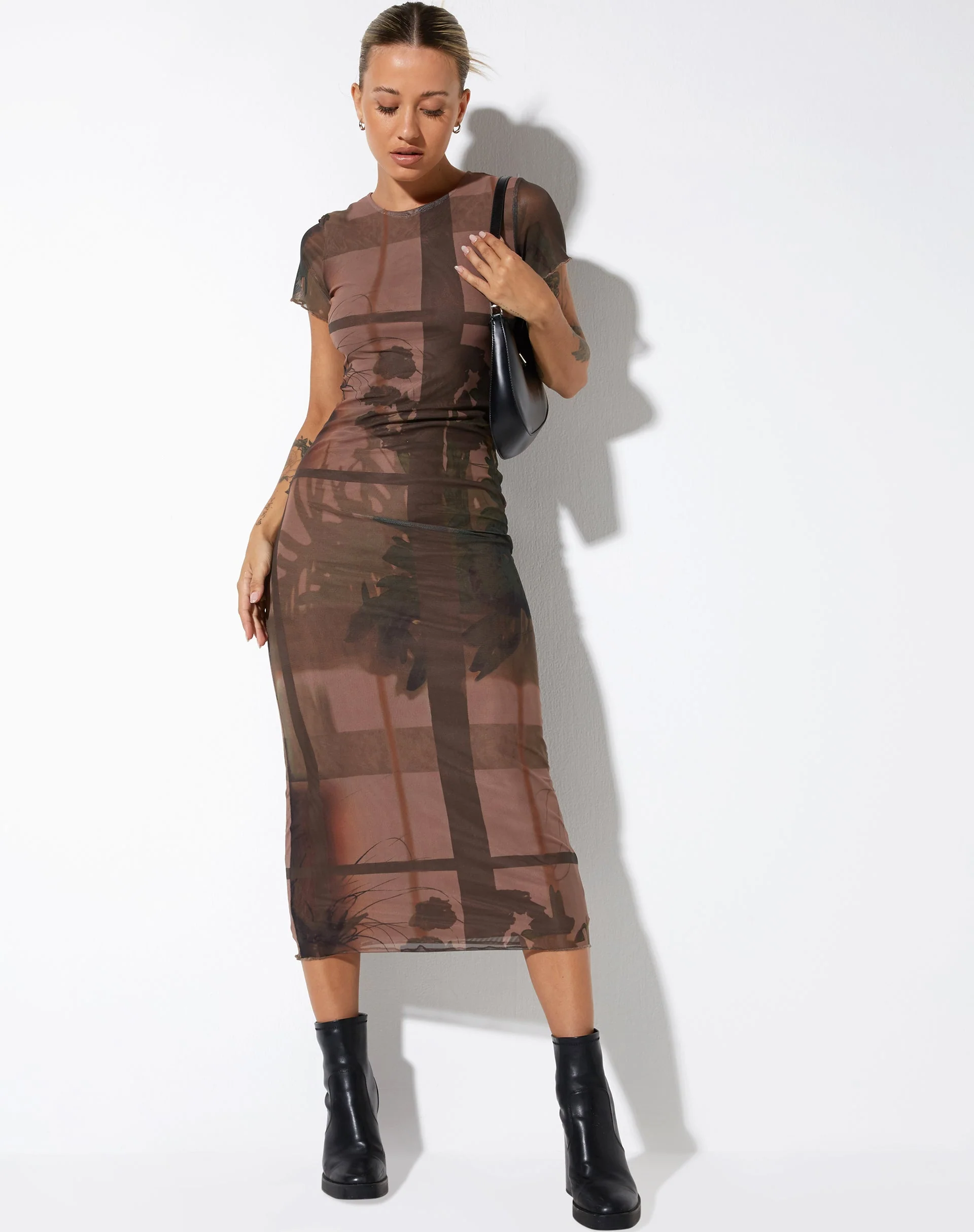 Roska Midi Dress in Photo Brown - Image 3