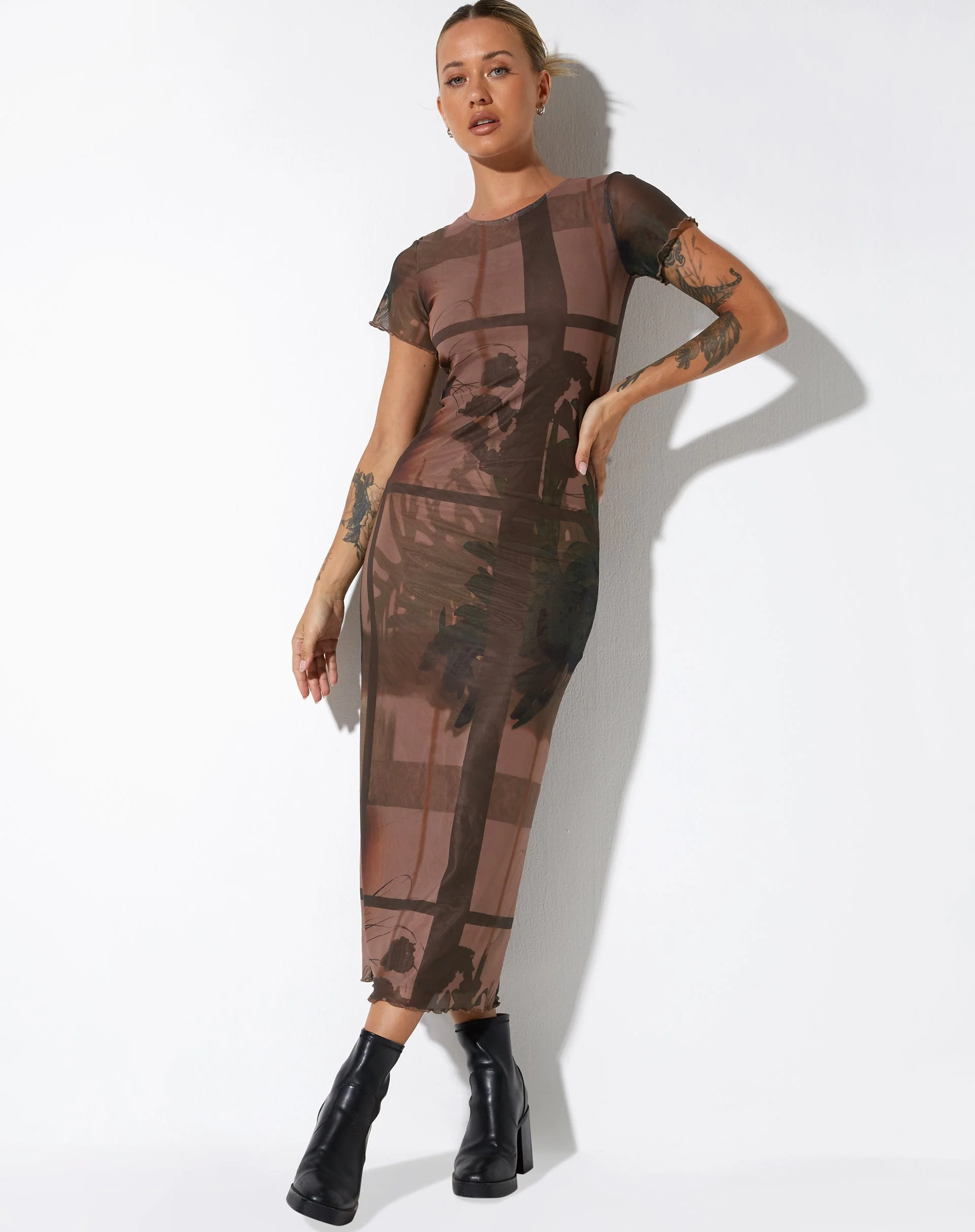 Roska Midi Dress in Photo Brown - Image 5