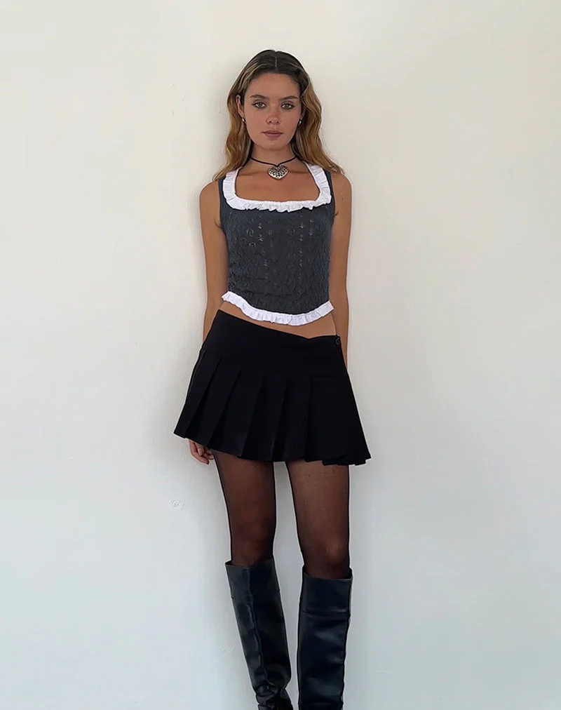 Roslyn Pointelle Vest Top in Dark Charcoal - Image 4