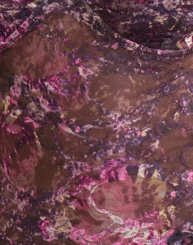 Rubik Cami Top in Abstract Rose Pink and Plum - Image 5