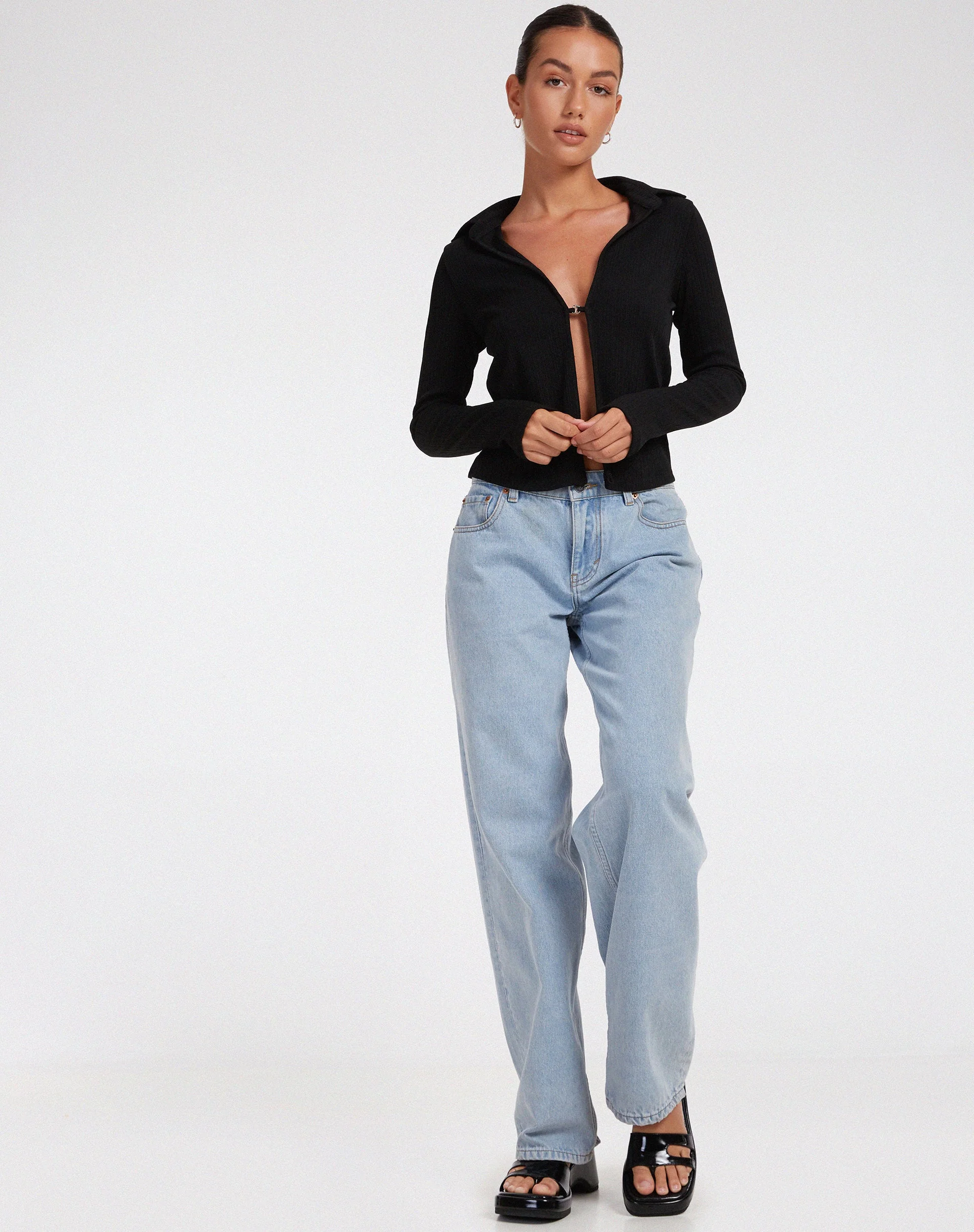 Ruix Long Sleeve Top in Jersey Plise Black - Image 4