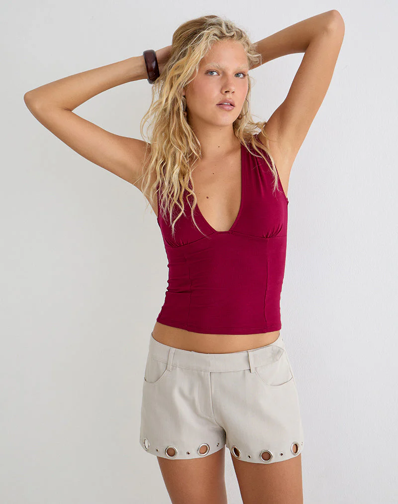 Runta Short with Eyelets in Tailoring Stone - Image 2