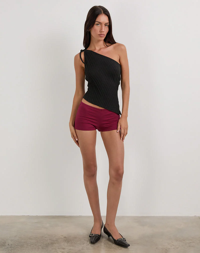 Rusana Top in Sheer Diagonal Knit Black - Image 3
