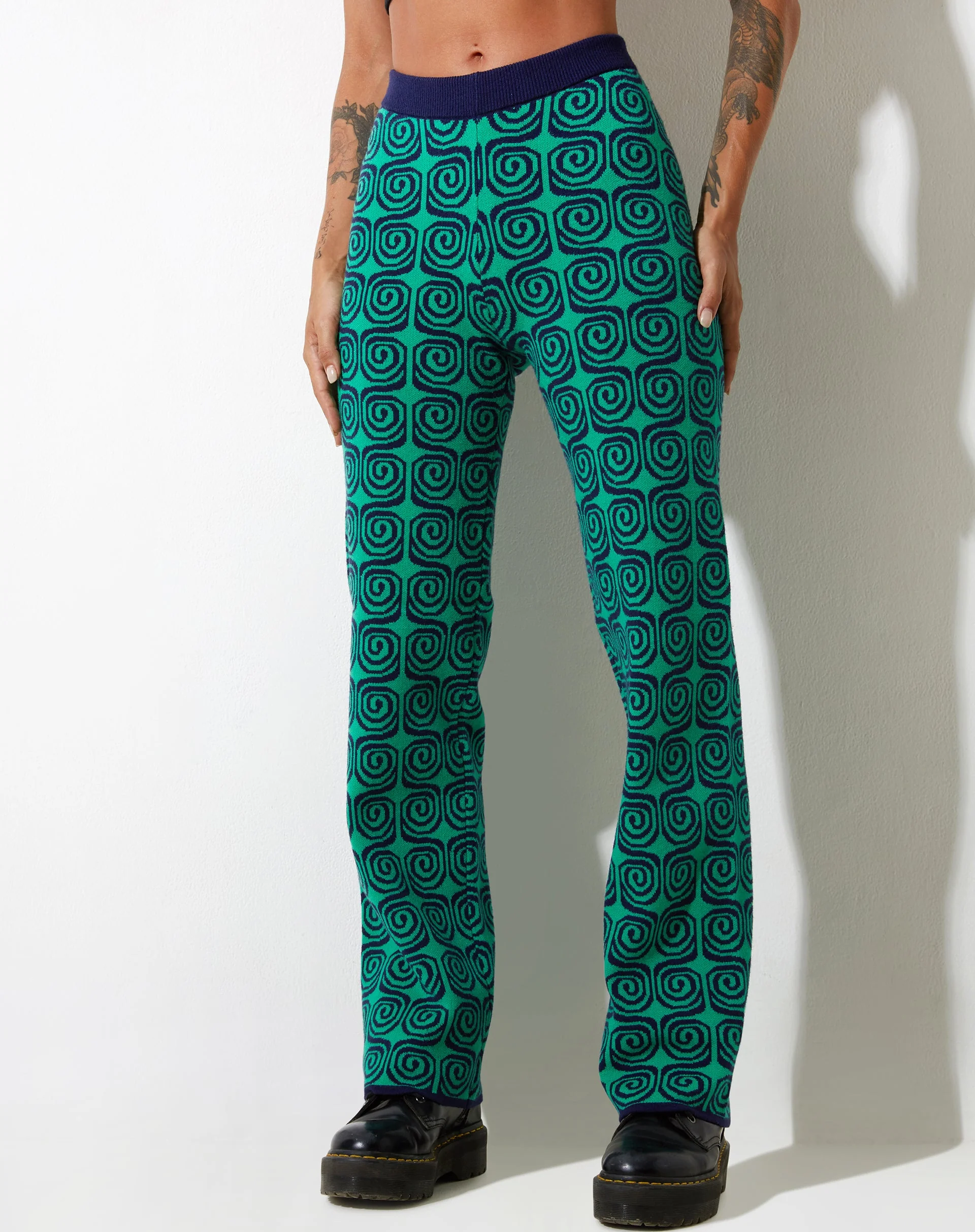 Sabila Trouser in Swirl Green and Blue - Image 5