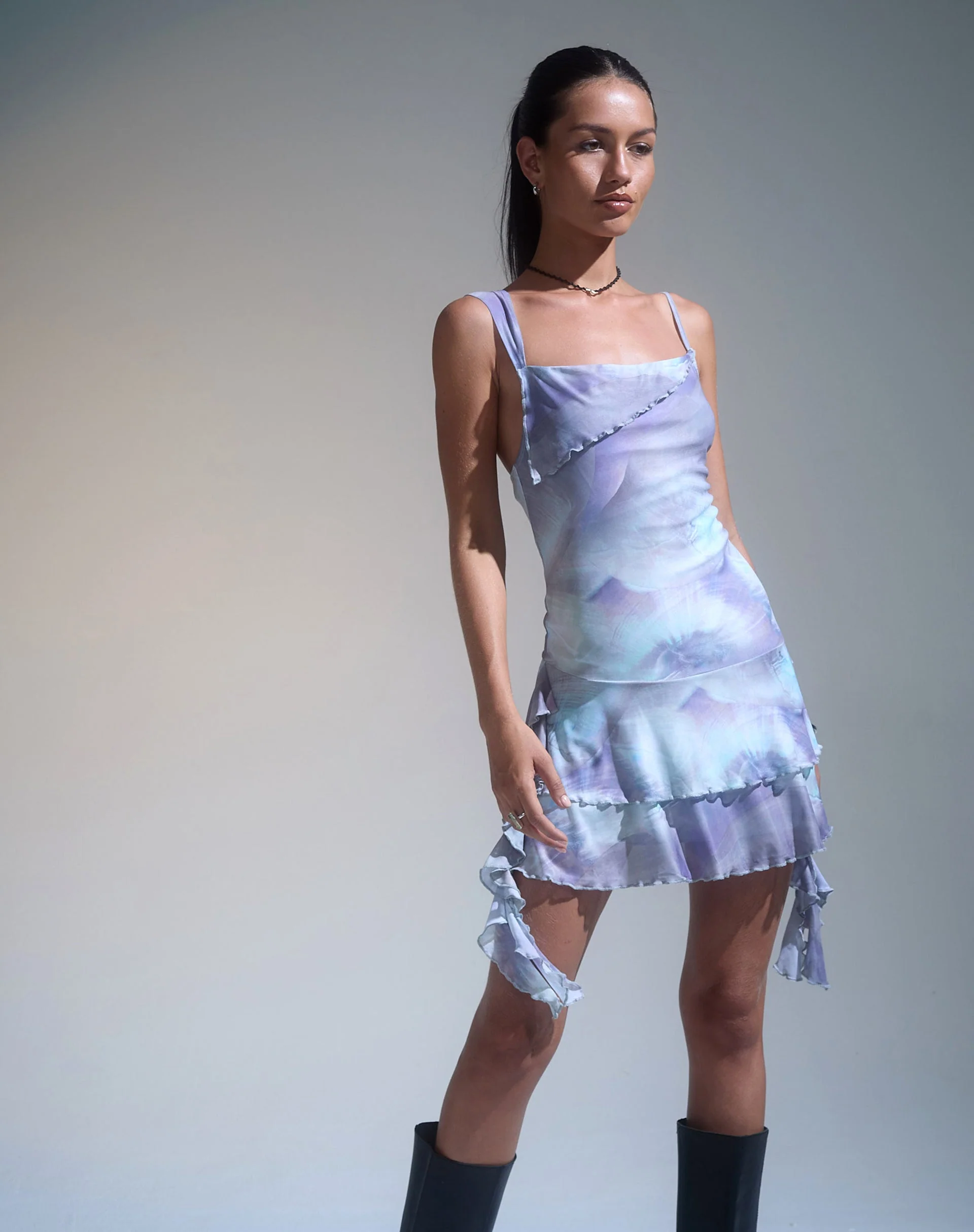 Sabit Mesh Mini Dress in Printed Pearly Shell - Image 2
