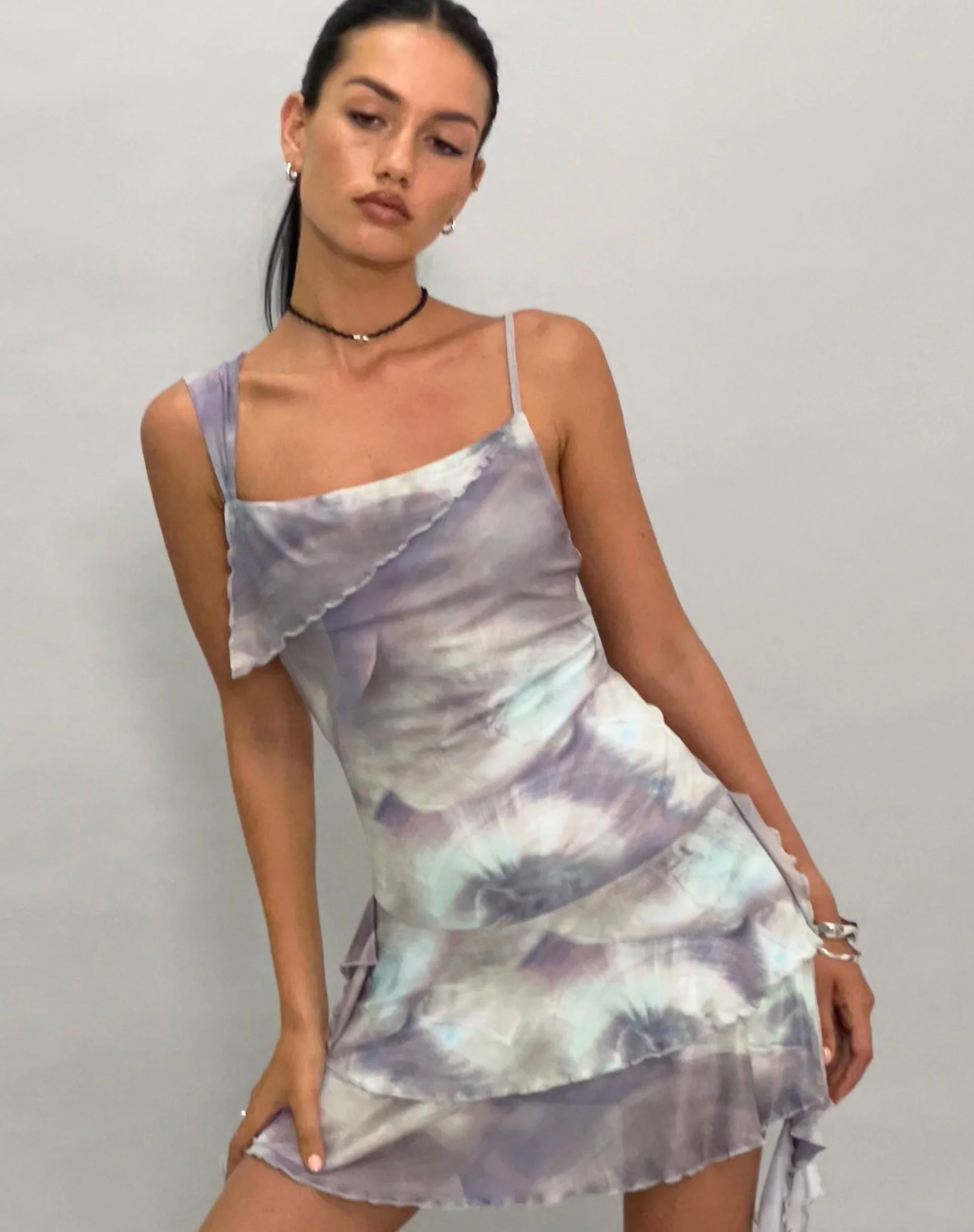 Sabit Mesh Mini Dress in Printed Pearly Shell - Image 4