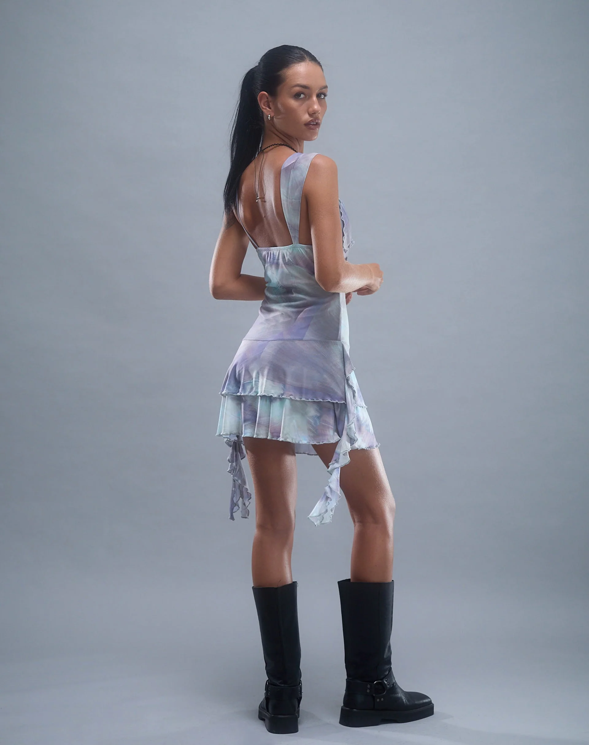Sabit Mesh Mini Dress in Printed Pearly Shell - Image 7
