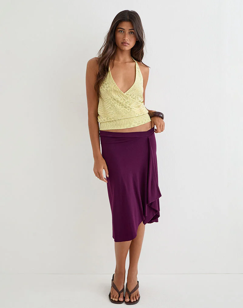 Sadara Drape Halter Top in Green Leopard - Image 3