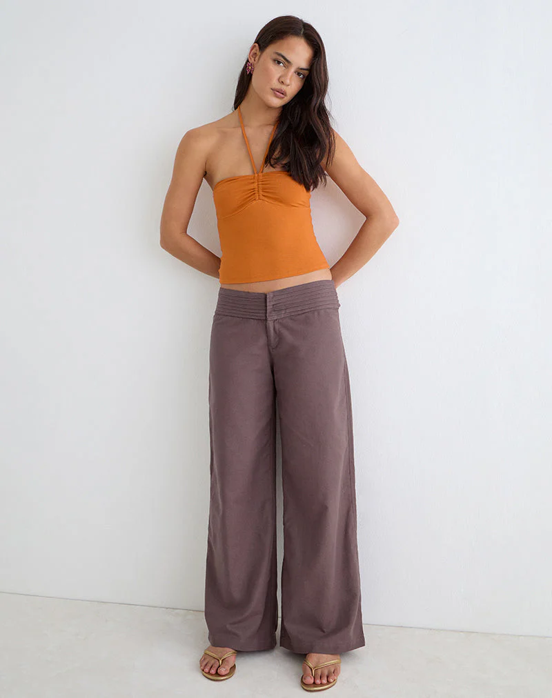 Sadasi Trouser in Linen Deep Taupe - Image 2