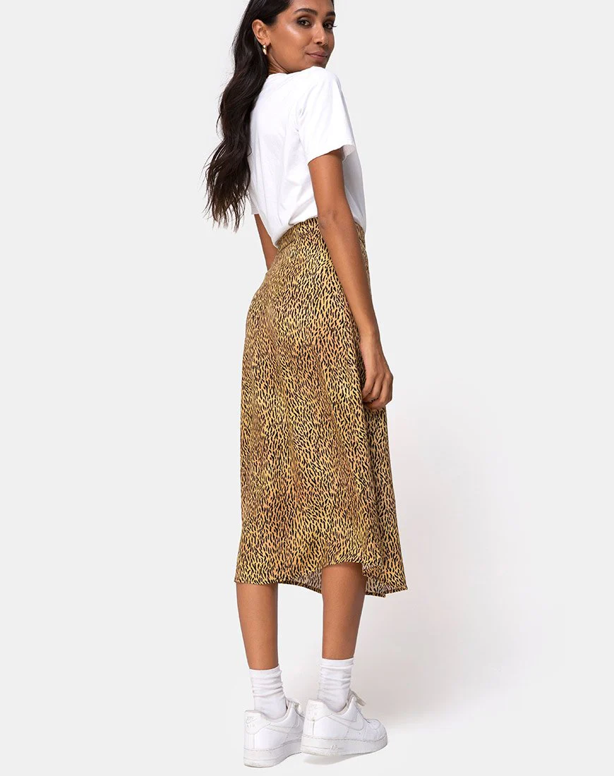 Saika Midi Skirt in Mini Tiger Brown - Image 4