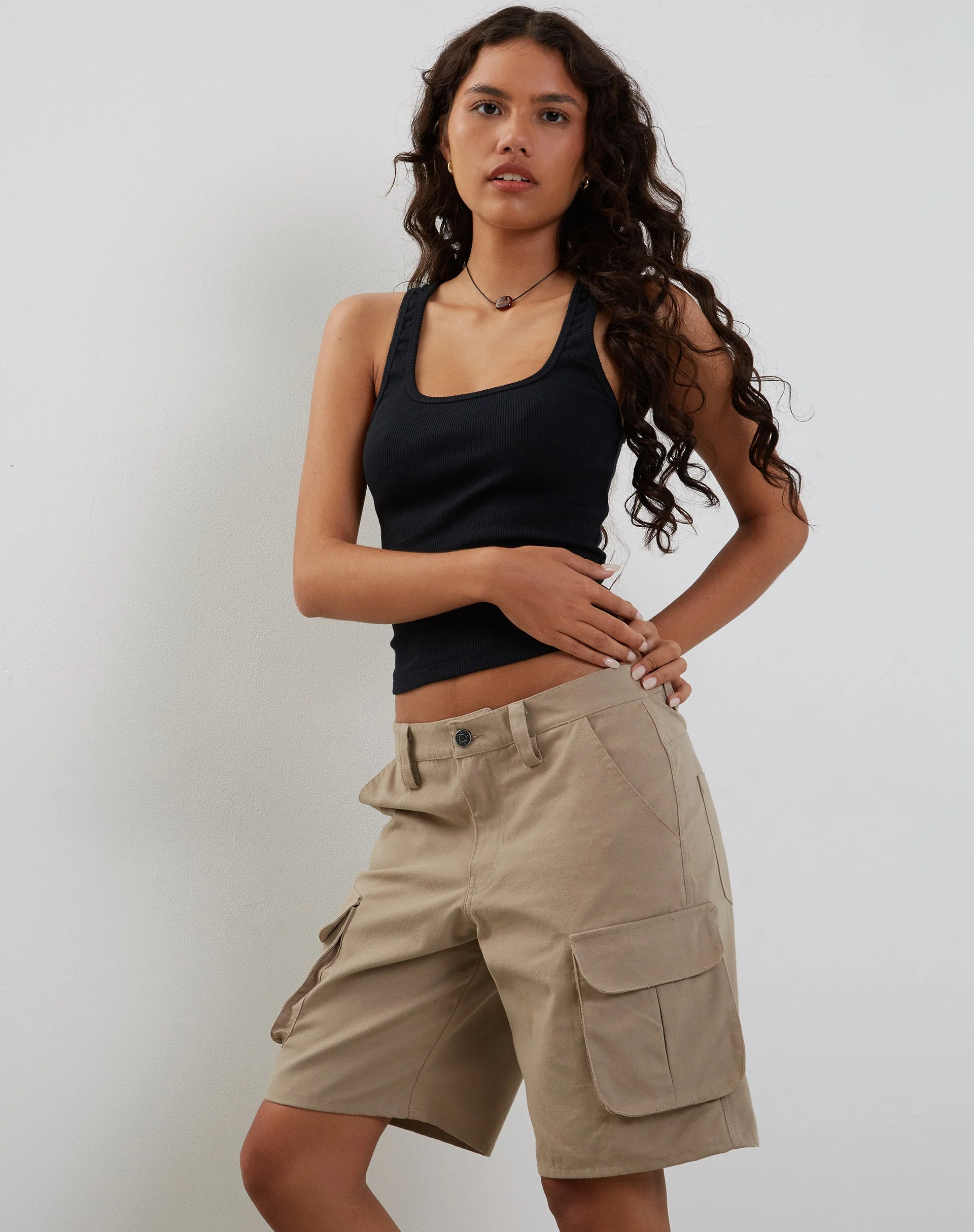Saito Longline Cargo Short in Stone - Image 5