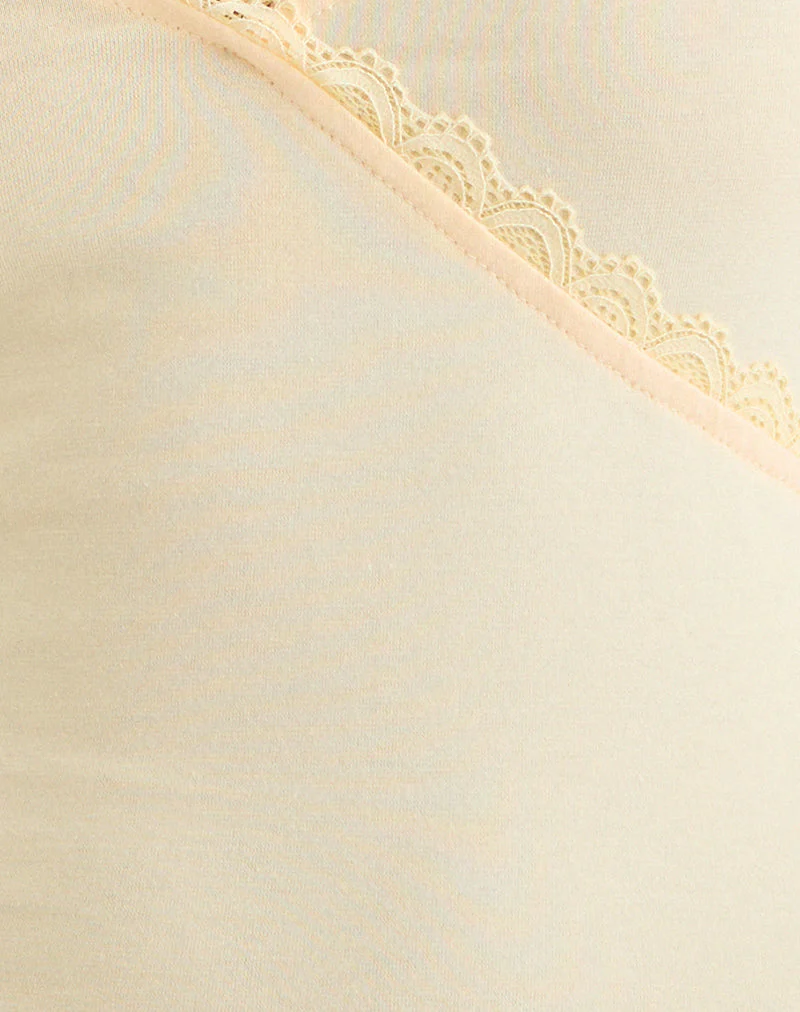 Sajiwa V Neck Top in Buttermilk with Lace Trim - Image 6