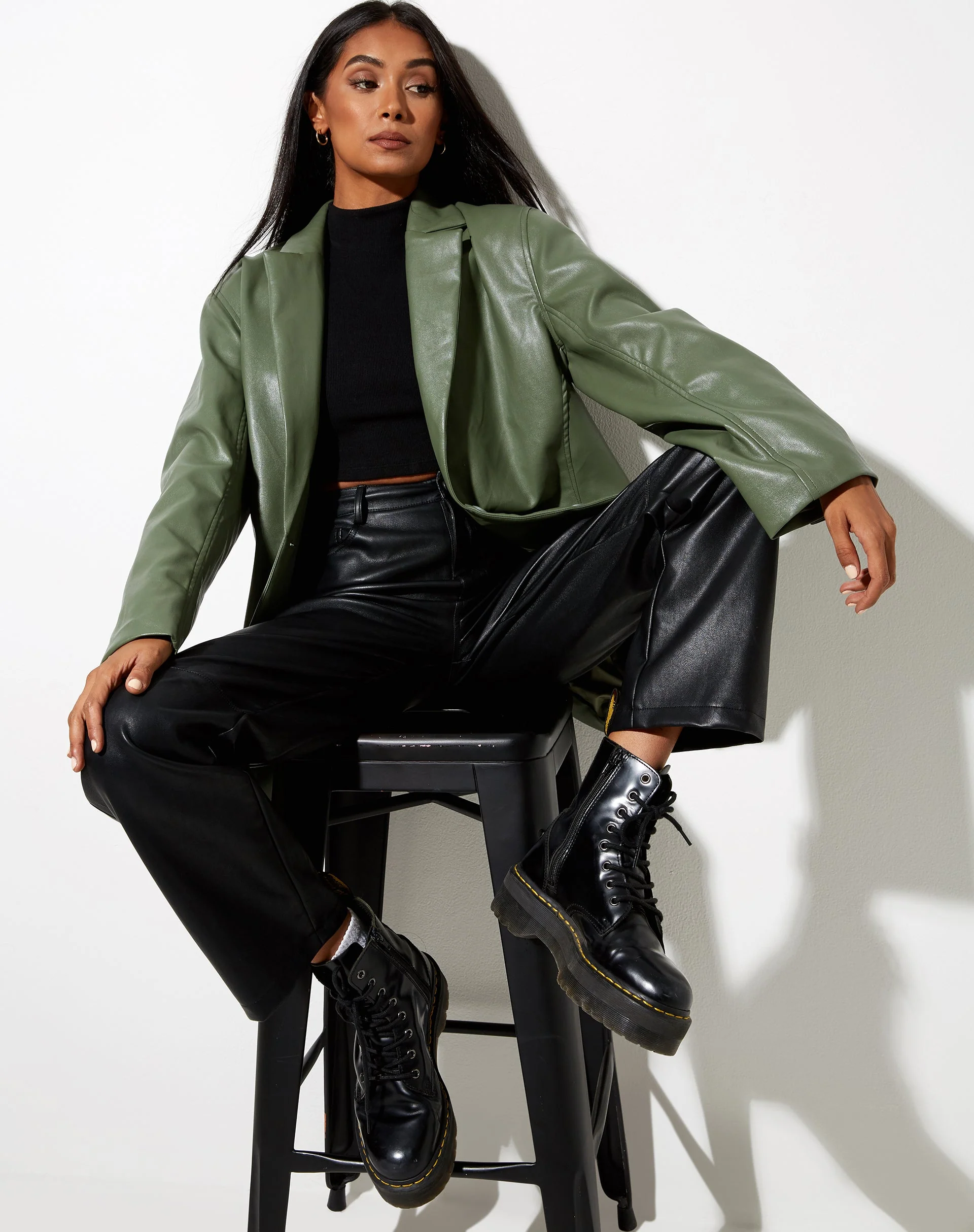 Saken Blazer in Pu Green - Image 7