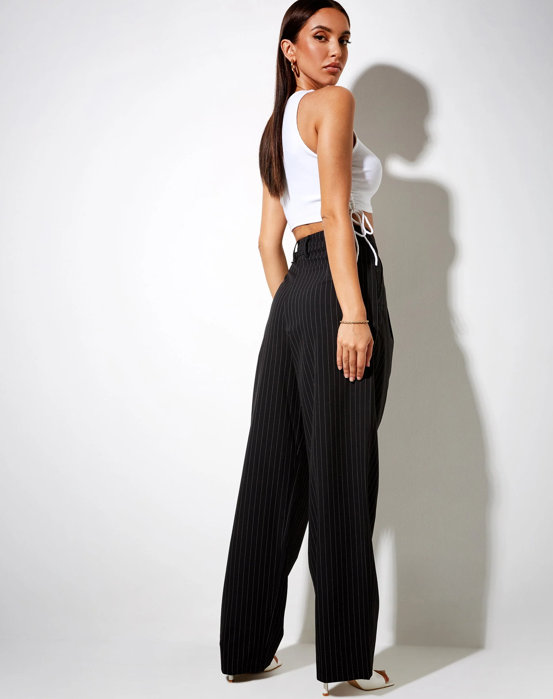 Sakila Trouser in Pinstripe Black - Image 3