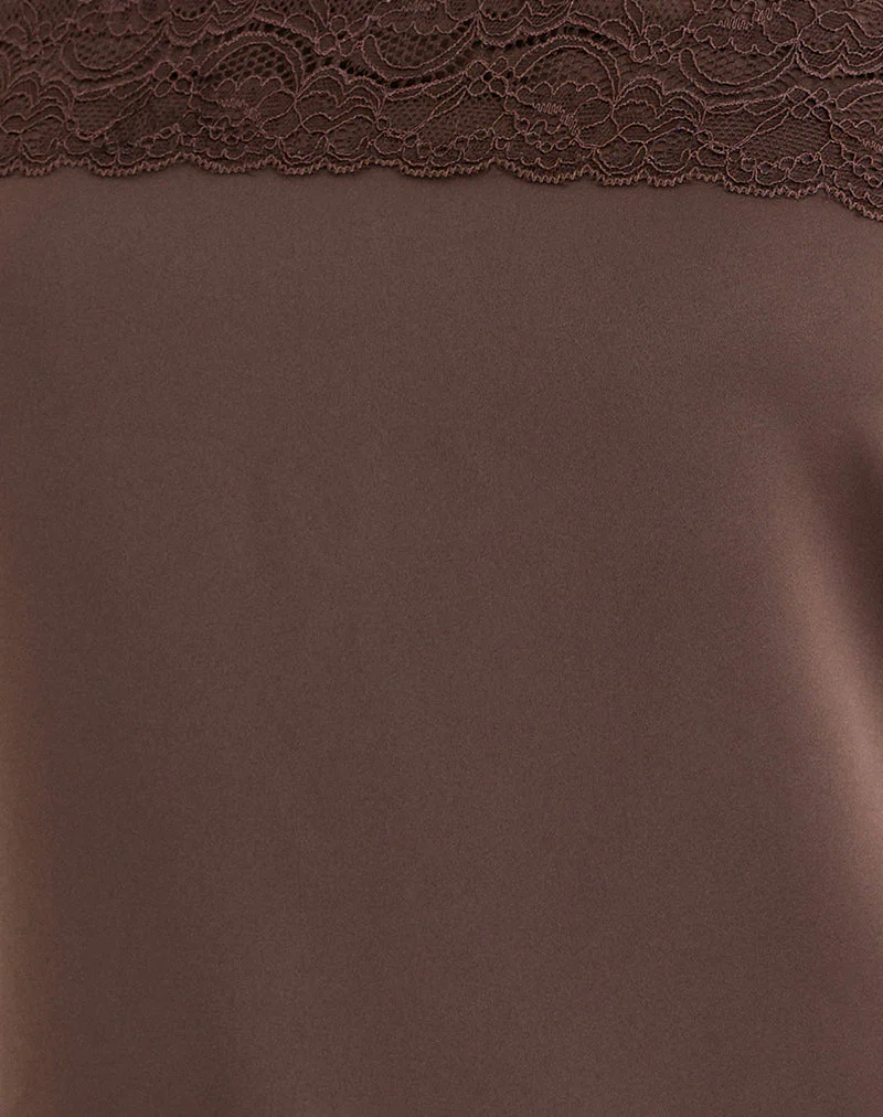 Sakya Bandeau Mini Dress in Satin Brown - Image 6