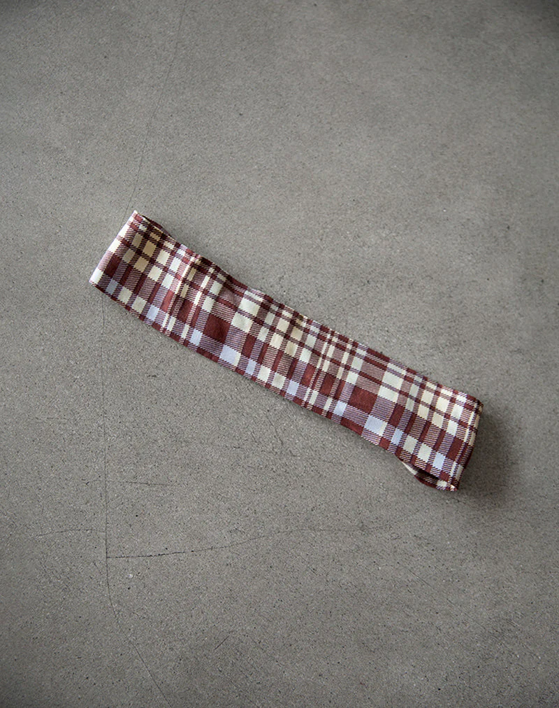 Sala Headband in Multicheck Brown - Image 4