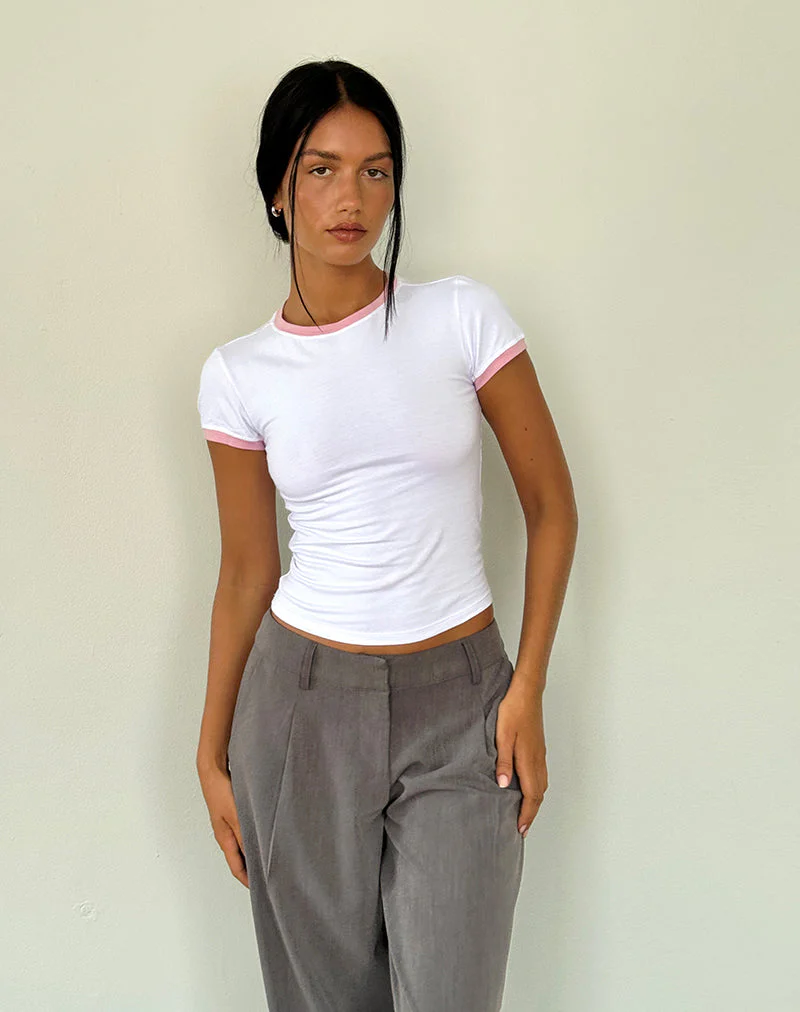 Salida Top in White with Flamingo Pink Binding - Image 4
