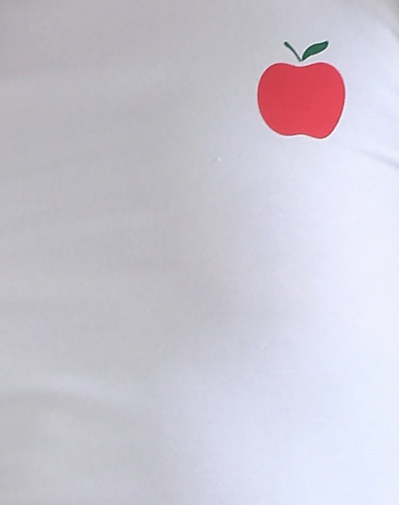 Salida Top in White with Navy Binding and Apple Motif - Image 6