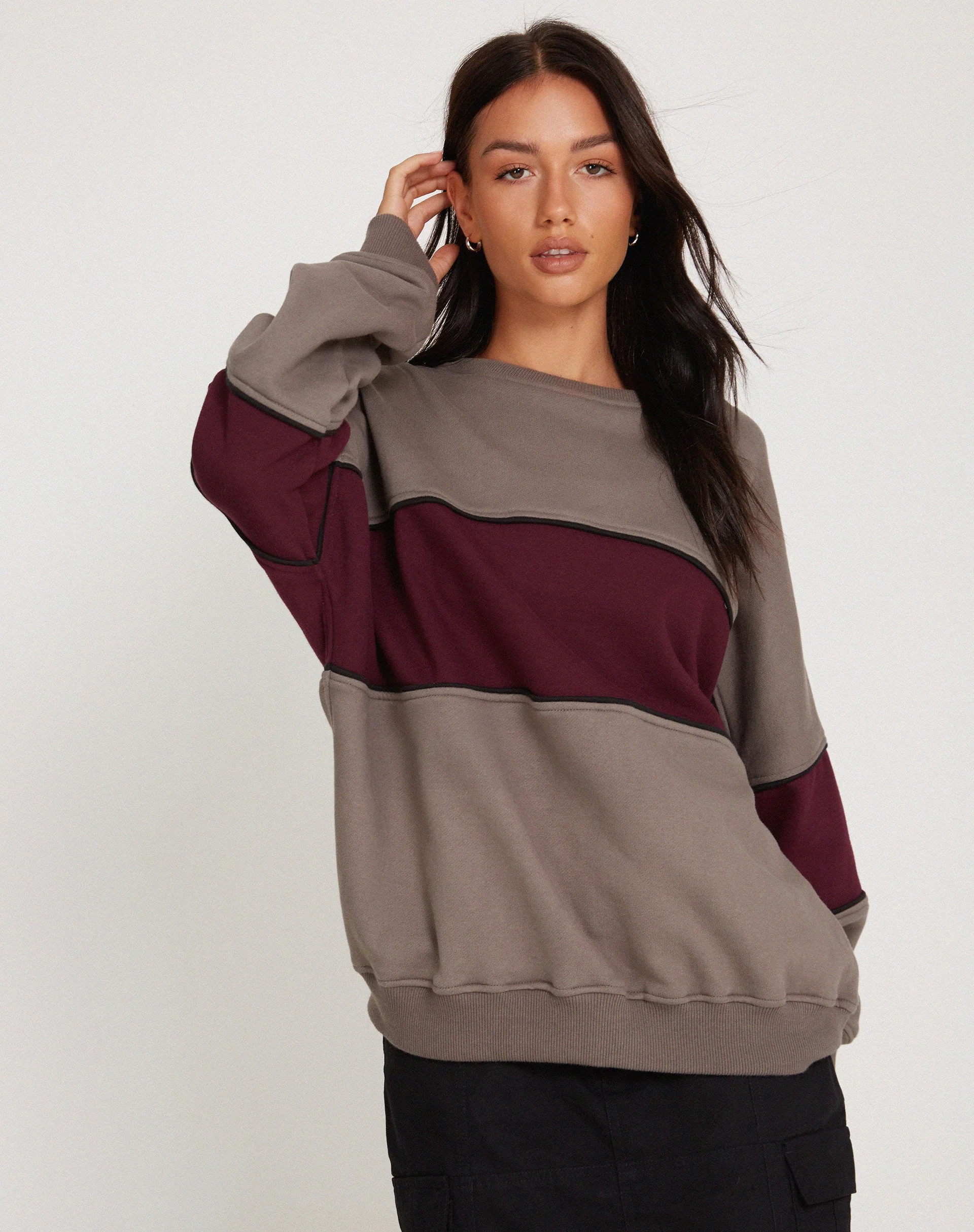 Samara Sweatshirt in Cloudburst Oxblood Black - Image 3