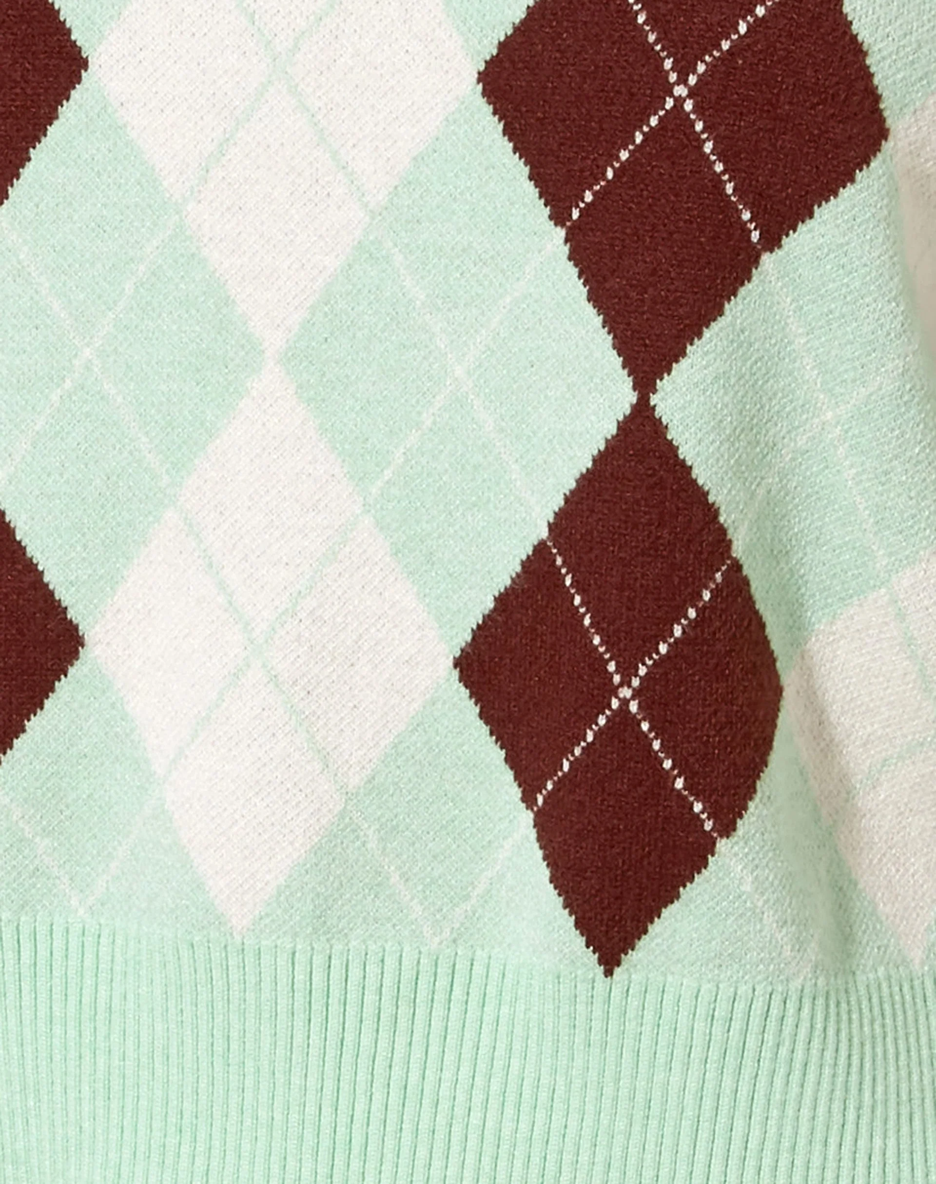 Sami Vest Top in Argyle Green Cream and Brown - Image 6