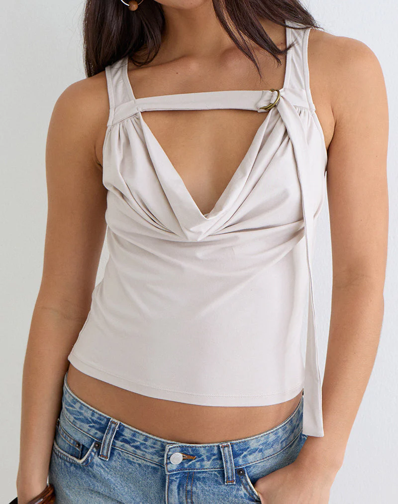 Sanida Top in Cannoli Cream with Buckle Strap - Image 2