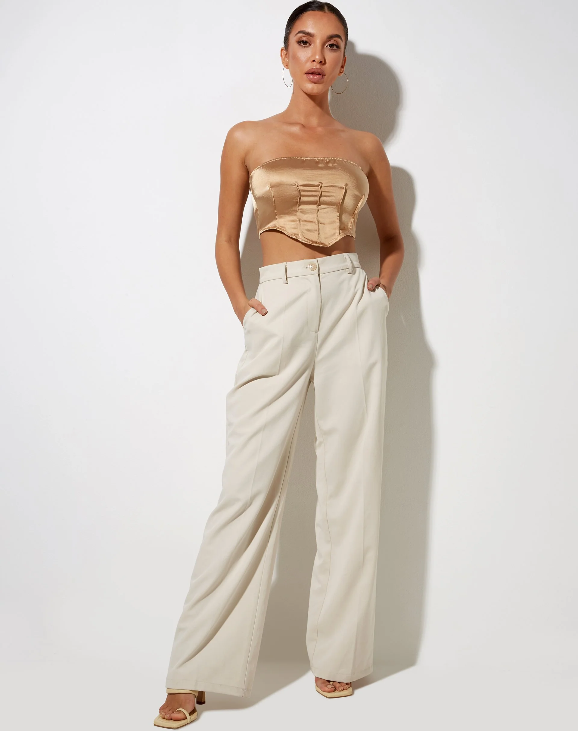 Sanja Bandeau Top in Satin Golden Sand - Image 3