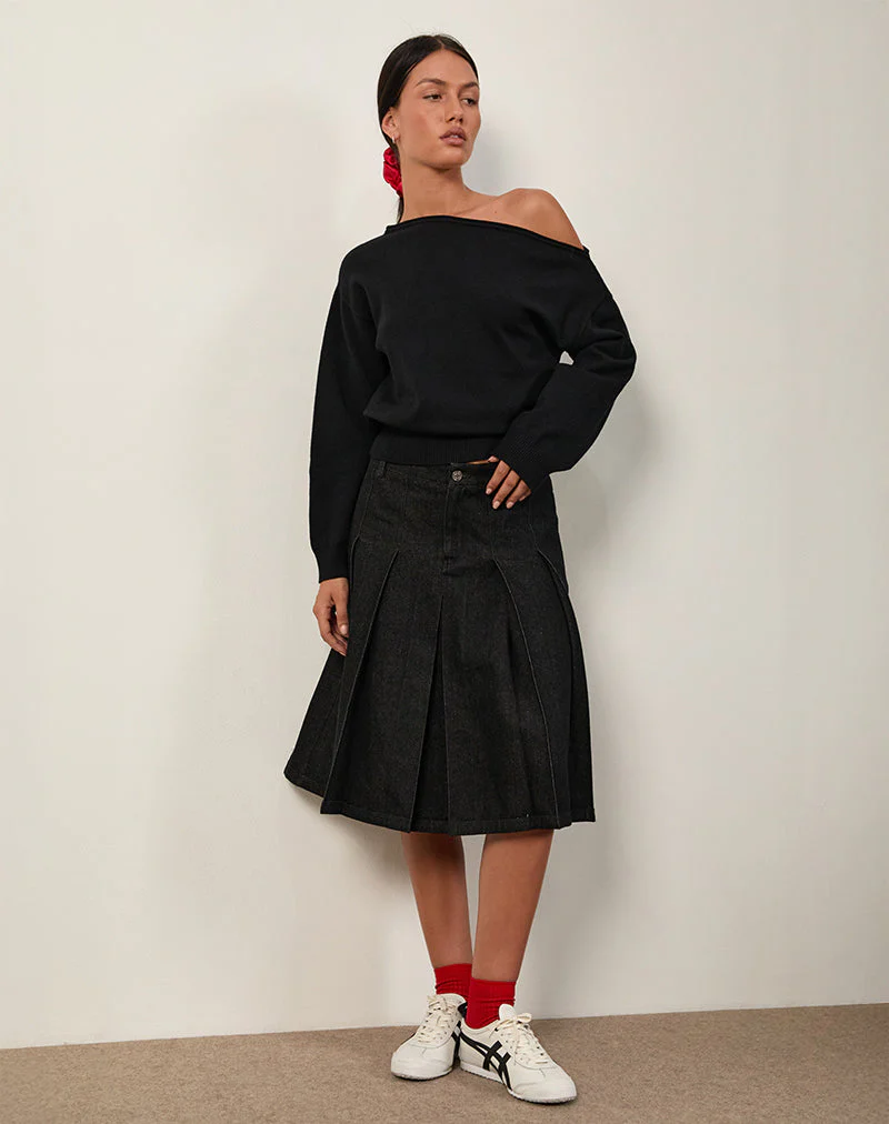 Sanjani Midi Skirt in Dark Chambray - Image 2