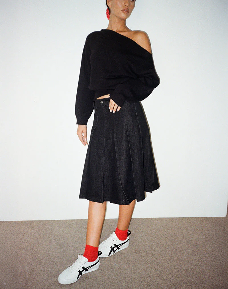 Sanjani Midi Skirt in Dark Chambray - Image 4