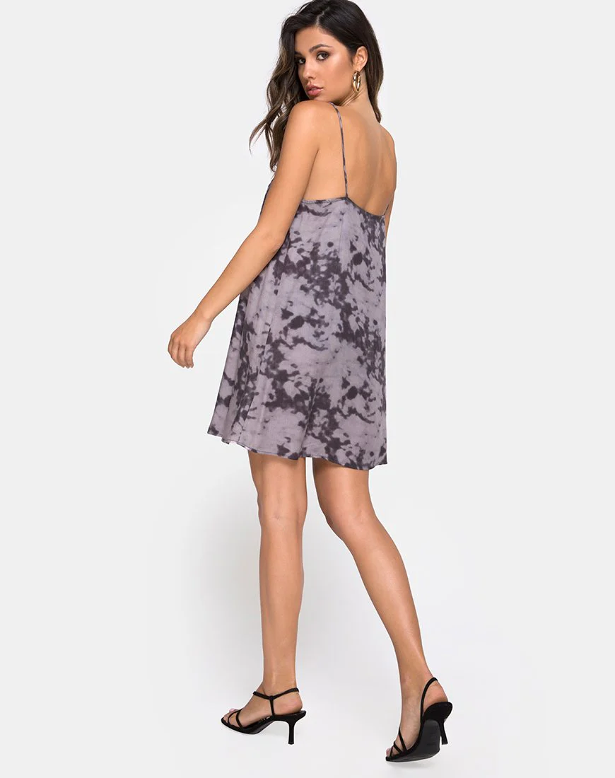 Sanna Slip Dress in Bleached Tie Dye Grey - Image 3