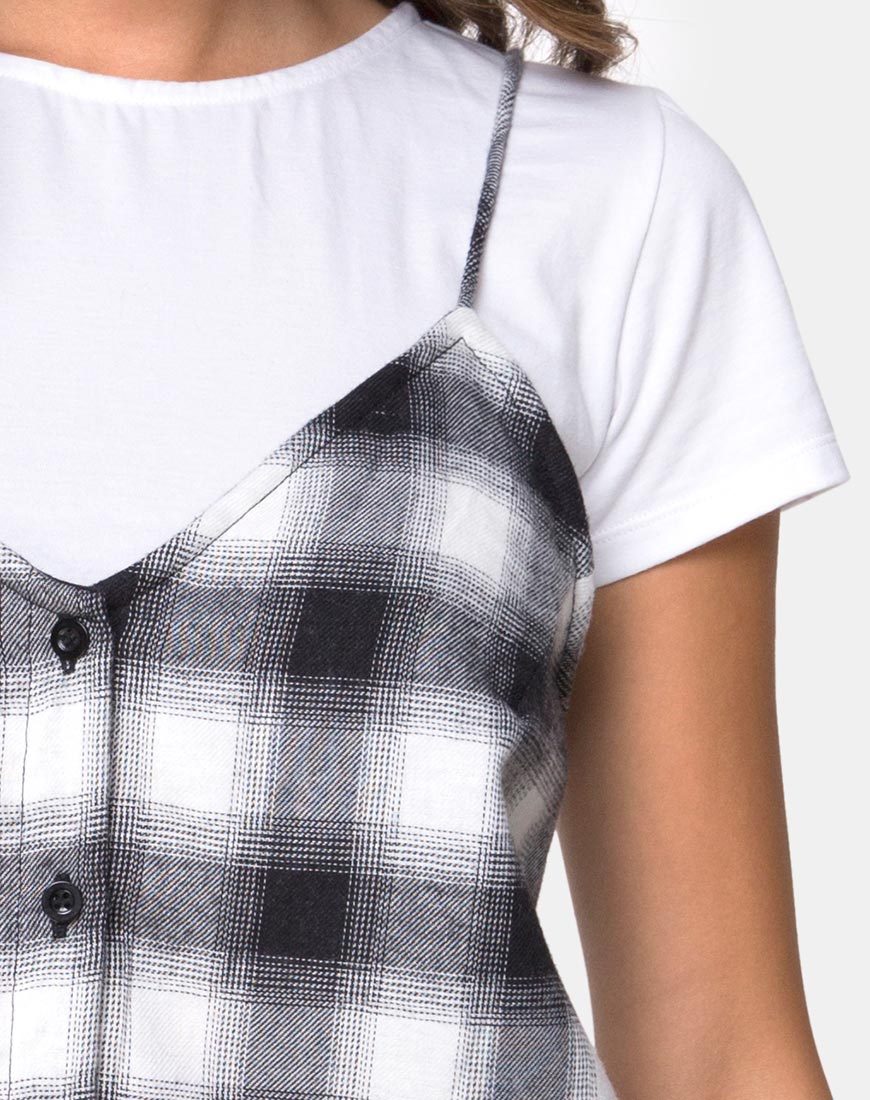 Sanna Slip Dress in Plaid Black White - Image 5