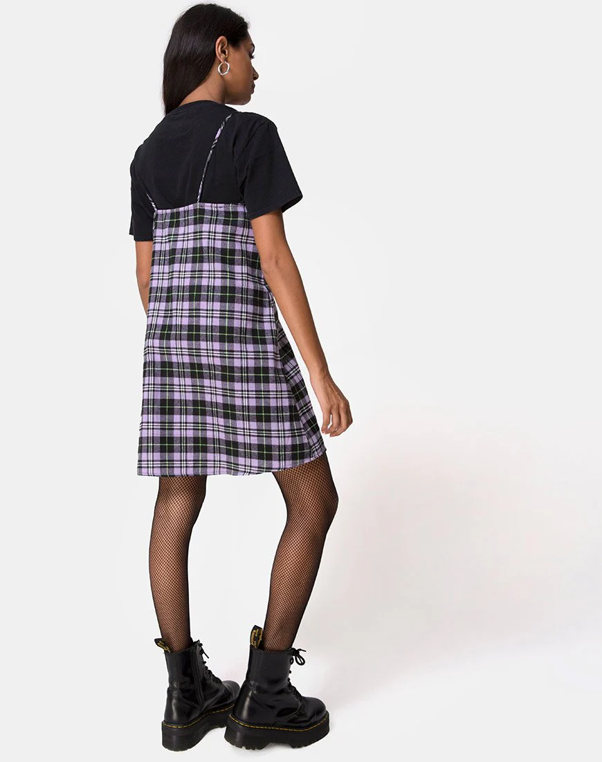 Sanna Slip Dress in Plaid Lilac - Image 4