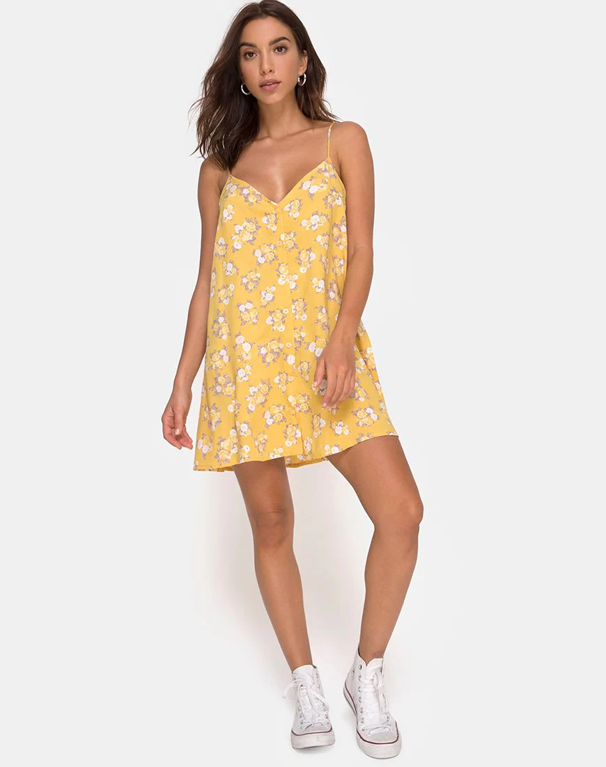 Sanna Slip Dress in Rose Bunch Yellow - Image 4