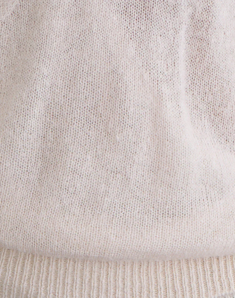 Saroya Plunge Wrap Top in Knit Ecru - Image 6