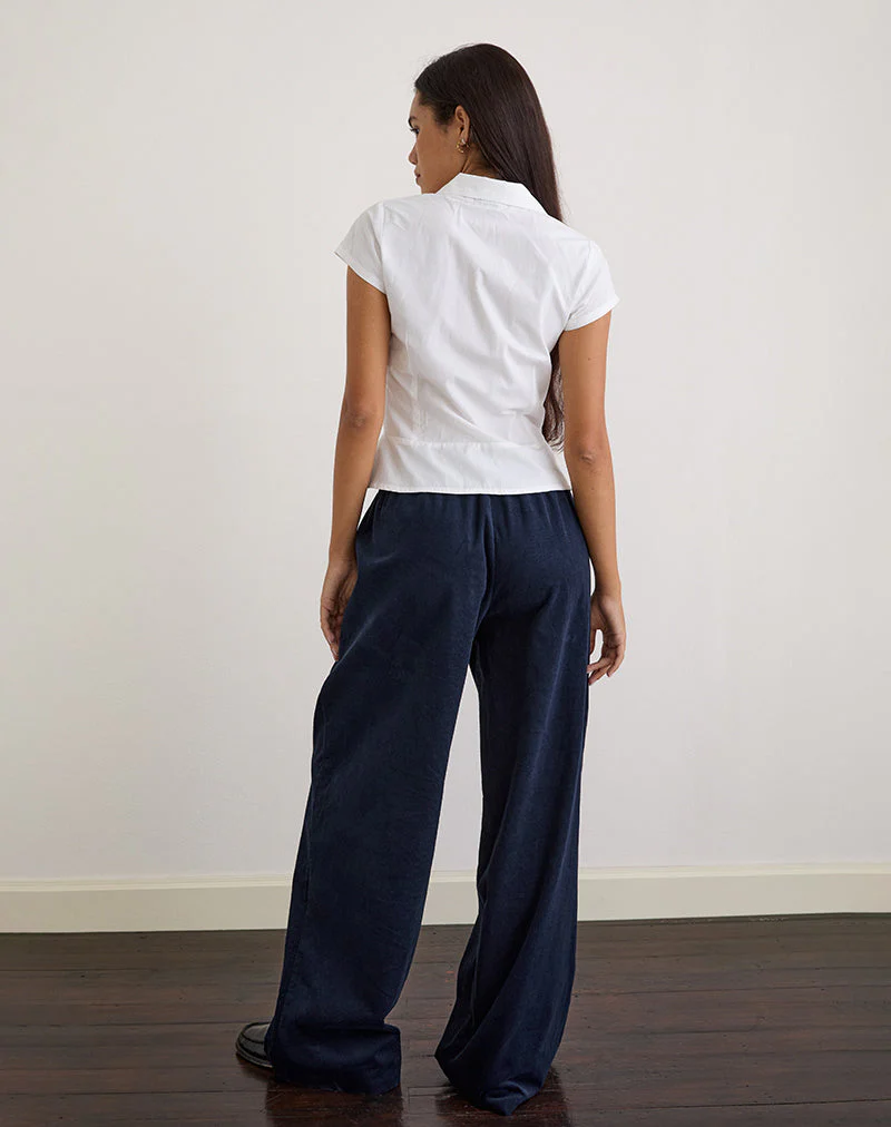 Sasiya Waistband Trouser in Cord Navy - Image 4